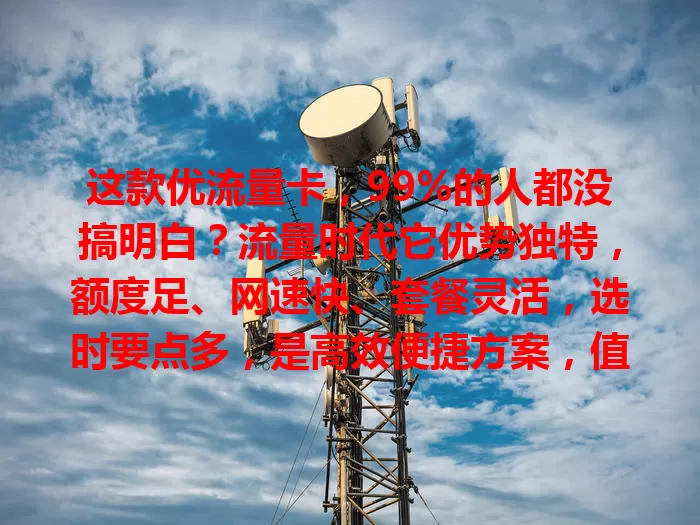 这款优流量卡，99%的人都没搞明白？流量时代它优势独特，额度足、网速快、套餐灵活，选时要点多，是高效便捷方案，值得深入研究！