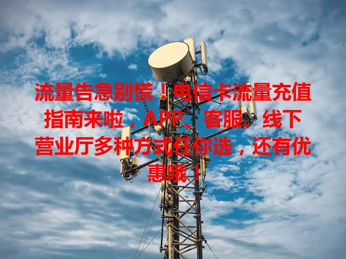 流量告急别慌！电信卡流量充值指南来啦，APP、客服、线下营业厅多种方式任你选，还有优惠哦！