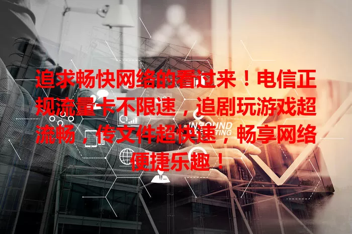 追求畅快网络的看过来！电信正规流量卡不限速，追剧玩游戏超流畅，传文件超快速，畅享网络便捷乐趣！