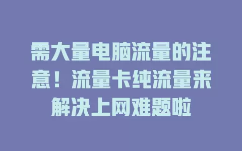 需大量电脑流量的注意！流量卡纯流量来解决上网难题啦