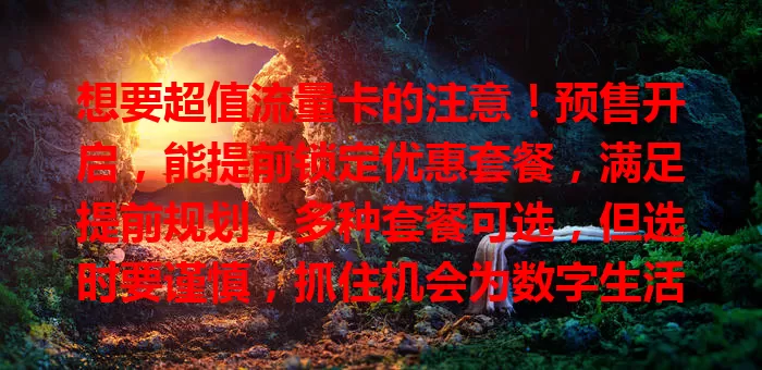 想要超值流量卡的注意！预售开启，能提前锁定优惠套餐，满足提前规划，多种套餐可选，但选时要谨慎，抓住机会为数字生活备好流量