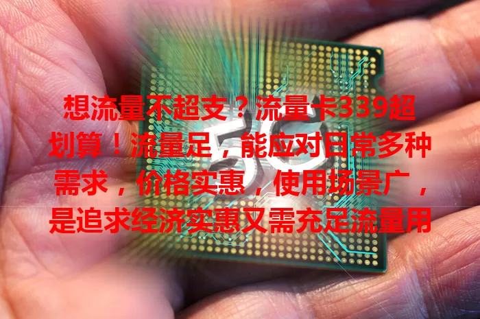 想流量不超支？流量卡339超划算！流量足，能应对日常多种需求，价格实惠，使用场景广，是追求经济实惠又需充足流量用户的好选择