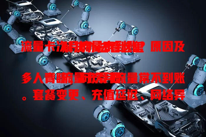 流量卡次月流量未到账？原因及解决办法看这里

流量卡受很多人青睐，可次月流量常不到账。套餐变更、充值延迟、网络异常都可能是原因。遇到别慌，联系客服并自查，排查沟通后一般能解决，保障上网体验。