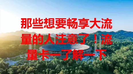 那些想要畅享大流量的人注意了！流量卡一了解一下