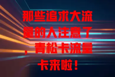 那些追求大流量的人注意了，青松卡流量卡来啦！