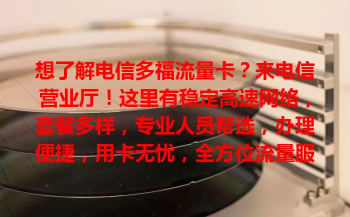 想了解电信多福流量卡？来电信营业厅！这里有稳定高速网络，套餐多样，专业人员帮选，办理便捷，用卡无忧，全方位流量服务体系助你畅享网络，告别流量烦恼
