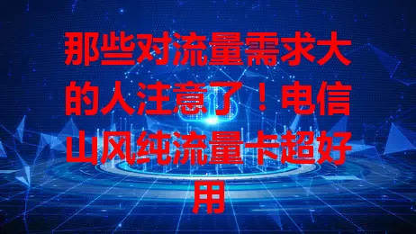 那些对流量需求大的人注意了！电信山风纯流量卡超好用