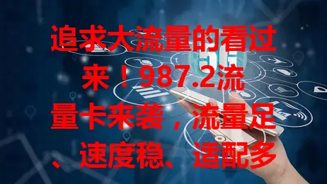 追求大流量的看过来！987.2流量卡来袭，流量足、速度稳、适配多设备，告别流量焦虑，移动办公娱乐超便捷，快来体验！