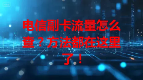 电信副卡流量怎么查？方法都在这里了！