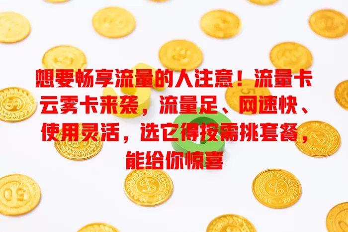 想要畅享流量的人注意！流量卡云雾卡来袭，流量足、网速快、使用灵活，选它得按需挑套餐，能给你惊喜
