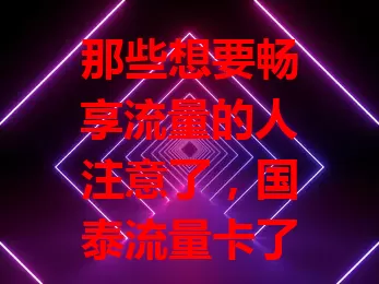 那些想要畅享流量的人注意了，国泰流量卡了解一下？