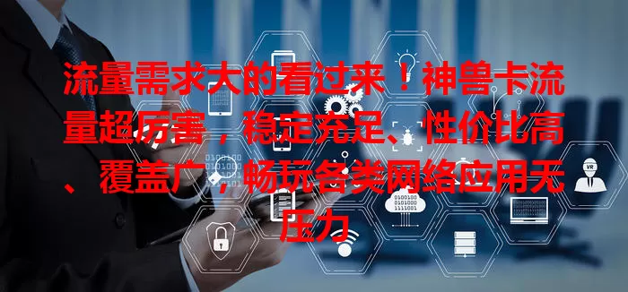 流量需求大的看过来！神兽卡流量超厉害，稳定充足、性价比高、覆盖广，畅玩各类网络应用无压力