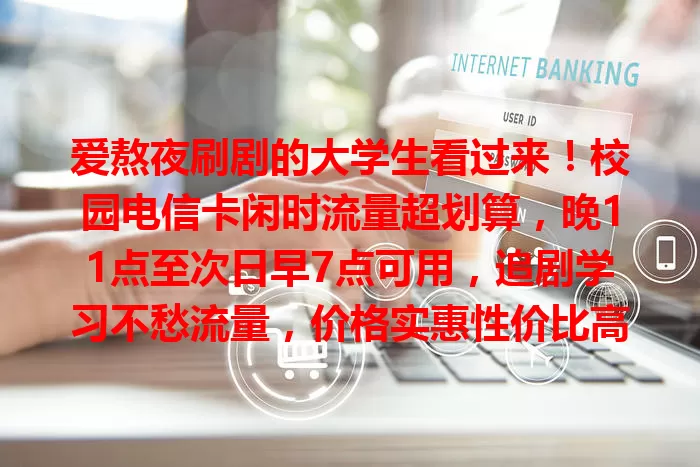 爱熬夜刷剧的大学生看过来！校园电信卡闲时流量超划算，晚11点至次日早7点可用，追剧学习不愁流量，价格实惠性价比高，快了解让校园流量使用更从容！