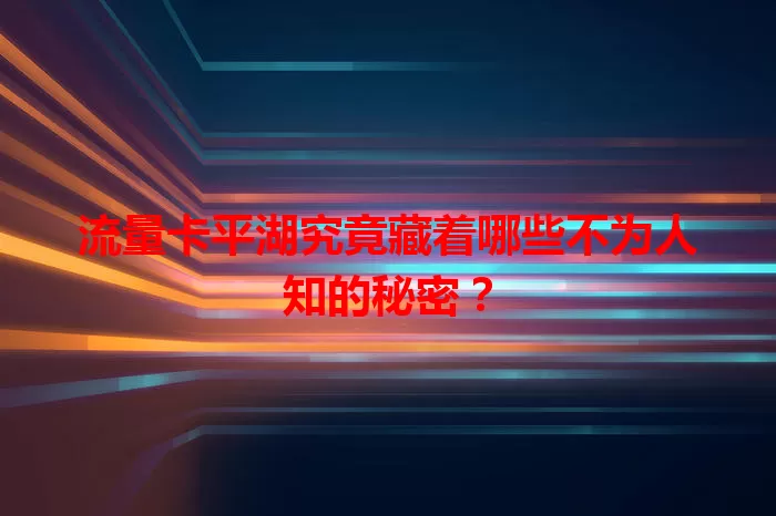 流量卡平湖究竟藏着哪些不为人知的秘密？