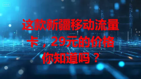 这款新疆移动流量卡，29元的价格你知道吗？