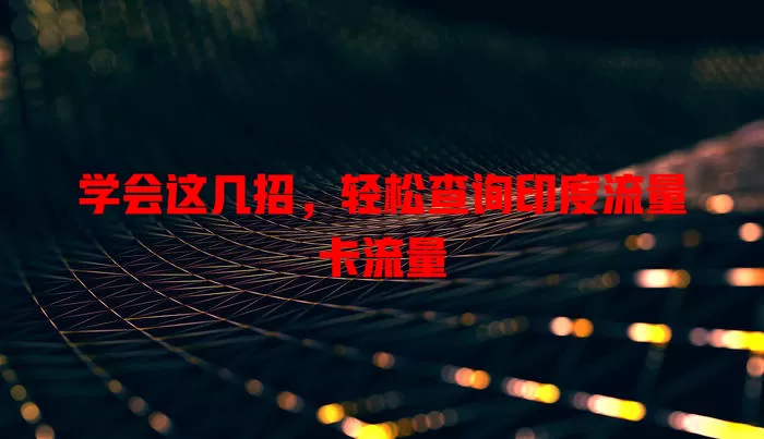 学会这几招，轻松查询印度流量卡流量