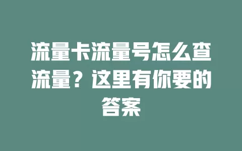 流量卡流量号怎么查流量？这里有你要的答案