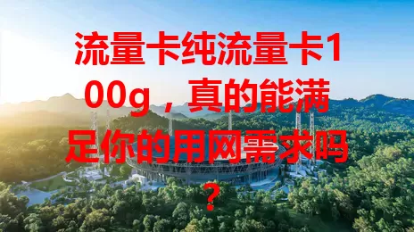 流量卡纯流量卡100g，真的能满足你的用网需求吗？