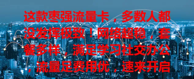 这款枣强流量卡，多数人都没发挥极致！网络超稳，套餐多样，满足学习社交办公，流量足费用优，速来开启精彩网络生活！