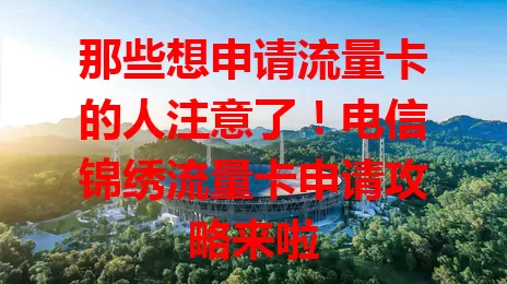 那些想申请流量卡的人注意了！电信锦绣流量卡申请攻略来啦