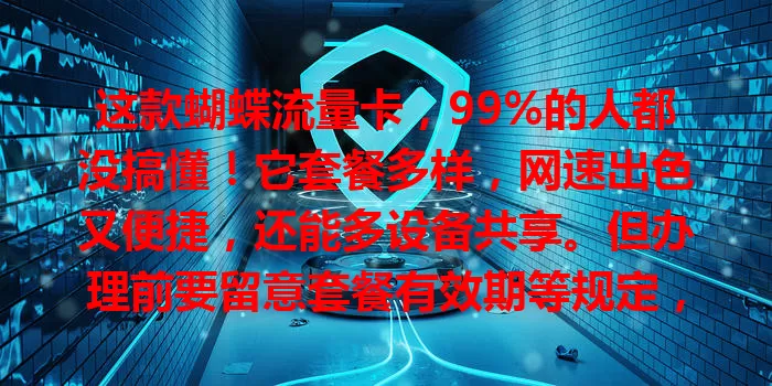 这款蝴蝶流量卡，99%的人都没搞懂！它套餐多样，网速出色又便捷，还能多设备共享。但办理前要留意套餐有效期等规定，发挥优势，让网络生活更便利