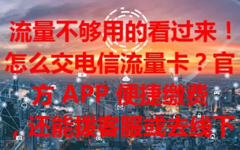 流量不够用的看过来！怎么交电信流量卡？官方 APP 便捷缴费，还能拨客服或去线下营业厅，记得提供准确信息，关注优惠选套餐，让手机随时满流量！
