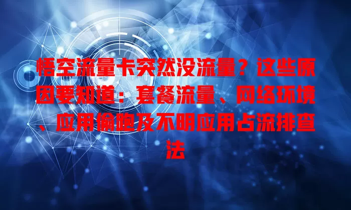 悟空流量卡突然没流量？这些原因要知道：套餐流量、网络环境、应用偷跑及不明应用占流排查法