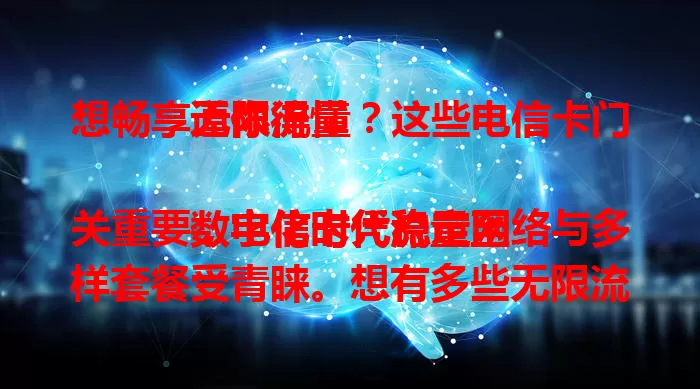 想畅享无限流量？这些电信卡门道你得懂

数字化时代流量至关重要，电信卡凭稳定网络与多样套餐受青睐。想有多些无限流量电信卡？了解套餐，关注优惠，依自身习惯选，深入了解体系结合需求选，就能畅享便利。