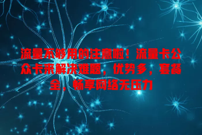 流量不够用的注意啦！流量卡公众卡来解决难题，优势多，套餐全，畅享网络无压力