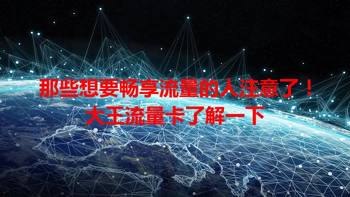 那些想要畅享流量的人注意了！大王流量卡了解一下