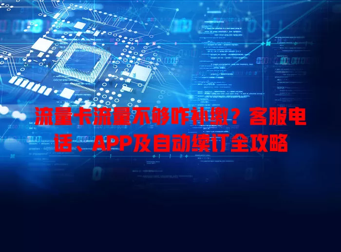 流量卡流量不够咋补缴？客服电话、APP及自动续订全攻略