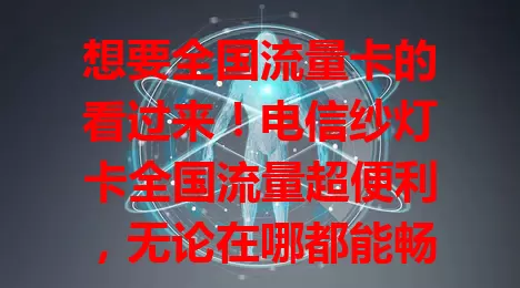 想要全国流量卡的看过来！电信纱灯卡全国流量超便利，无论在哪都能畅快用，网络稳定高效，商务旅行皆适宜，是流量使用理想之选