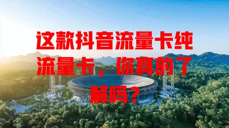 这款抖音流量卡纯流量卡，你真的了解吗？