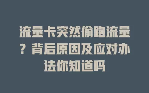 流量卡突然偷跑流量？背后原因及应对办法你知道吗