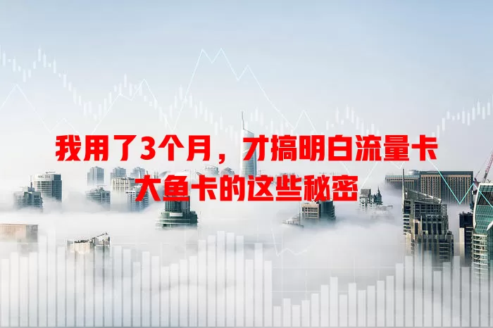 我用了3个月，才搞明白流量卡大鱼卡的这些秘密