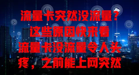 流量卡突然没流量？这些原因快来看

流量卡没流量令人头疼，之前能上网突然不行。可能是套餐流量用完、欠费、网络设置有误、环境信号差或卡本身故障，排查这些方面可找出问题解决流量难题