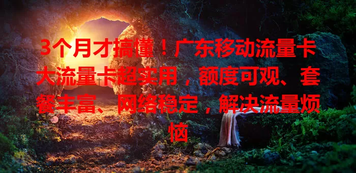 3个月才搞懂！广东移动流量卡大流量卡超实用，额度可观、套餐丰富、网络稳定，解决流量烦恼