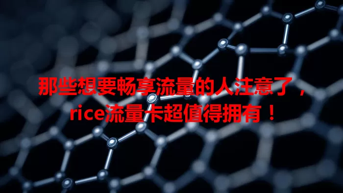 那些想要畅享流量的人注意了，rice流量卡超值得拥有！