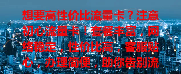 想要高性价比流量卡？注意初心流量卡！套餐丰富，网络稳定，性价比高，客服贴心，办理简便，助你告别流量烦恼，畅享便捷网络生活！