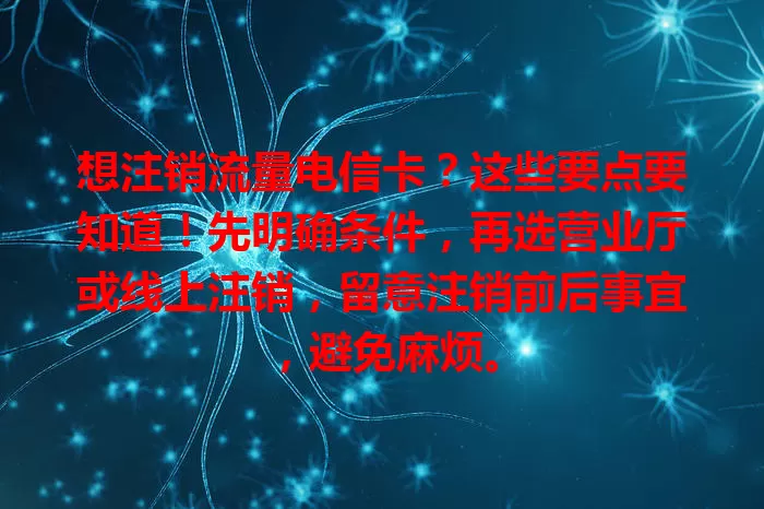 想注销流量电信卡？这些要点要知道！先明确条件，再选营业厅或线上注销，留意注销前后事宜，避免麻烦。