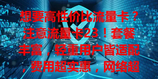 想要高性价比流量卡？注意流量卡23！套餐丰富，轻重用户皆适配，费用超实惠，网络超稳定，城乡无阻，开启便捷通信新篇，值得关注！