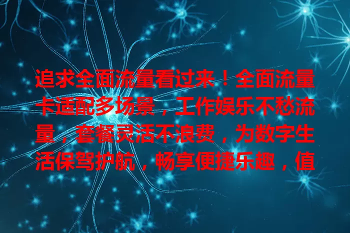 追求全面流量看过来！全面流量卡适配多场景，工作娱乐不愁流量，套餐灵活不浪费，为数字生活保驾护航，畅享便捷乐趣，值得关注！