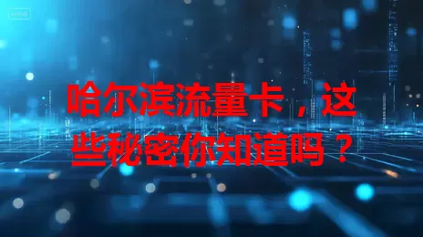 哈尔滨流量卡，这些秘密你知道吗？