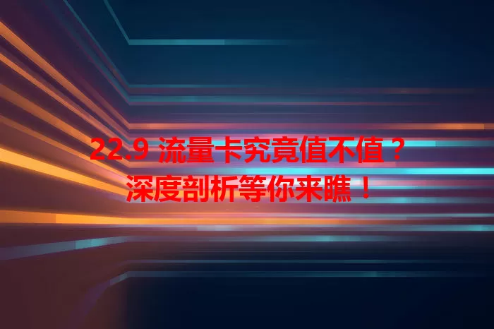 22.9 流量卡究竟值不值？深度剖析等你来瞧！