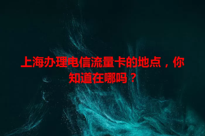 上海办理电信流量卡的地点，你知道在哪吗？