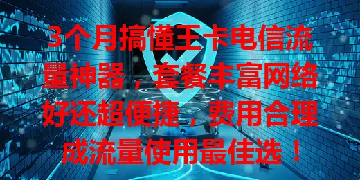 3个月搞懂王卡电信流量神器，套餐丰富网络好还超便捷，费用合理成流量使用最佳选！