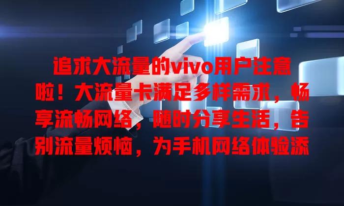 追求大流量的vivo用户注意啦！大流量卡满足多样需求，畅享流畅网络，随时分享生活，告别流量烦恼，为手机网络体验添助力