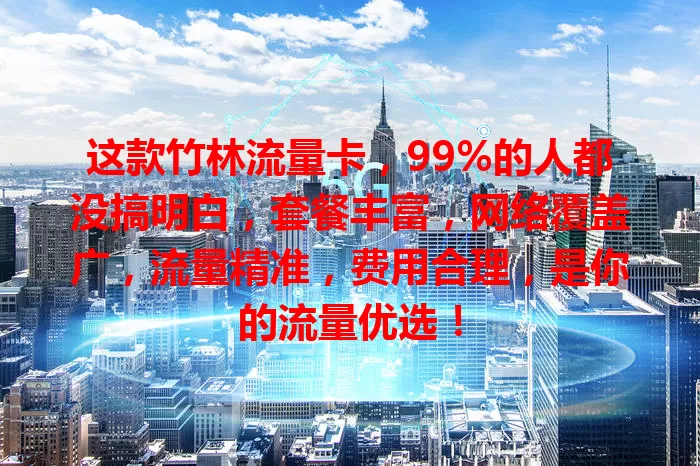 这款竹林流量卡，99%的人都没搞明白，套餐丰富，网络覆盖广，流量精准，费用合理，是你的流量优选！