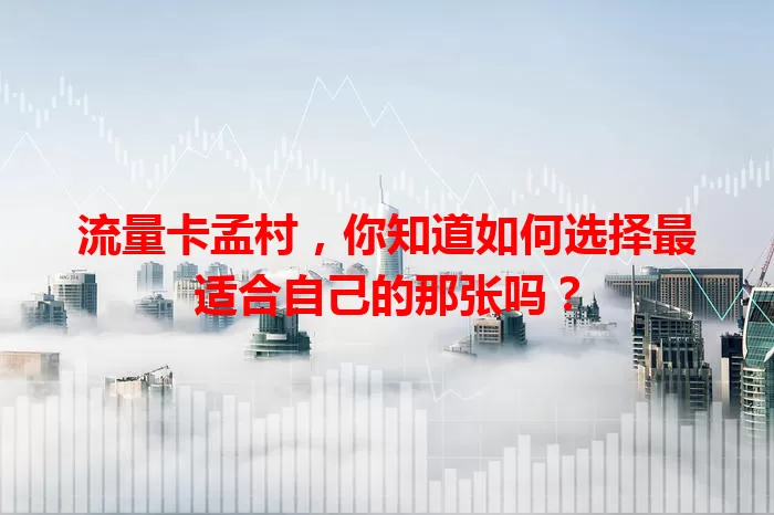 流量卡孟村，你知道如何选择最适合自己的那张吗？