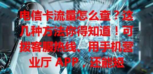 电信卡流量怎么查？这几种方法你得知道！可拨客服热线、用手机营业厅 APP，还能短信查询，掌握这些让你随时了解流量，避免超支，畅用电信卡